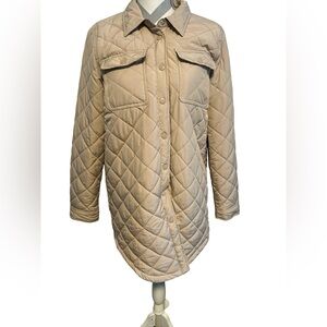 Love Tree Quilted Cream Puffer Jacket
